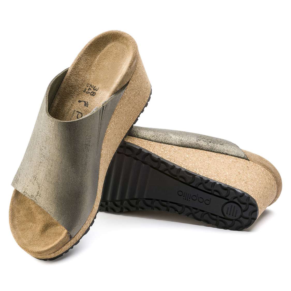 Wash Grey Gold Birkenstock Namica Suede Leather Women's Wedges Sandals | virVXinqoFQ