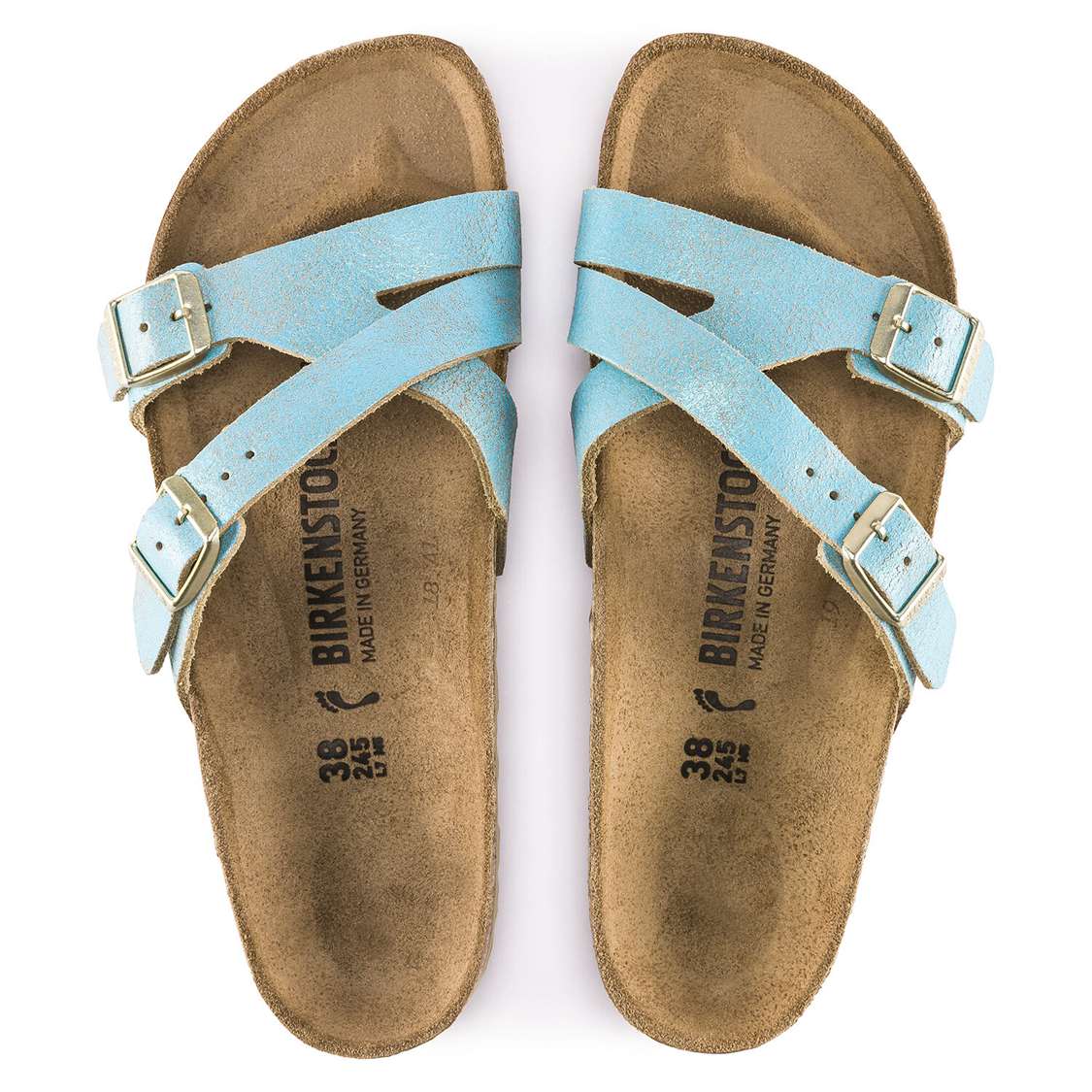 Wash Light Turquoise Birkenstock Yao Leather Women's Multi Strap Sandals | ocoOQb769xz