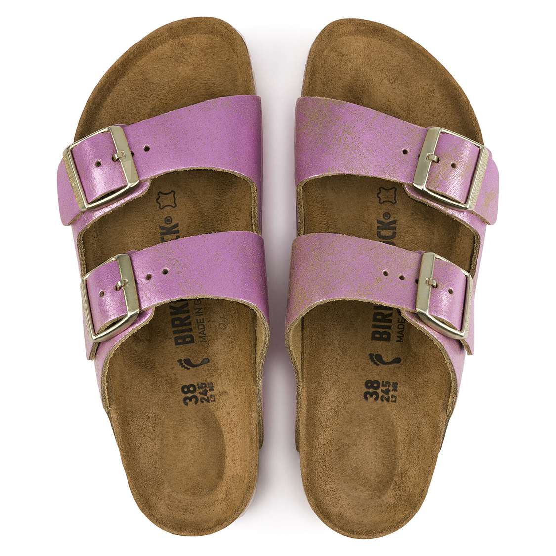 Wash Pink Birkenstock Arizona Leather Women's Two Strap Sandals | 5Jo1BsH4nCe