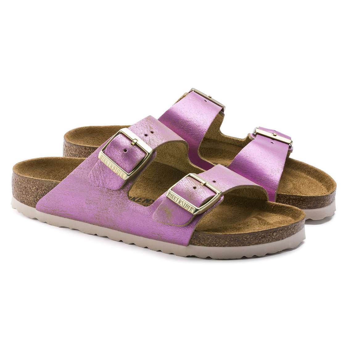 Wash Pink Birkenstock Arizona Leather Women's Two Strap Sandals | 5Jo1BsH4nCe