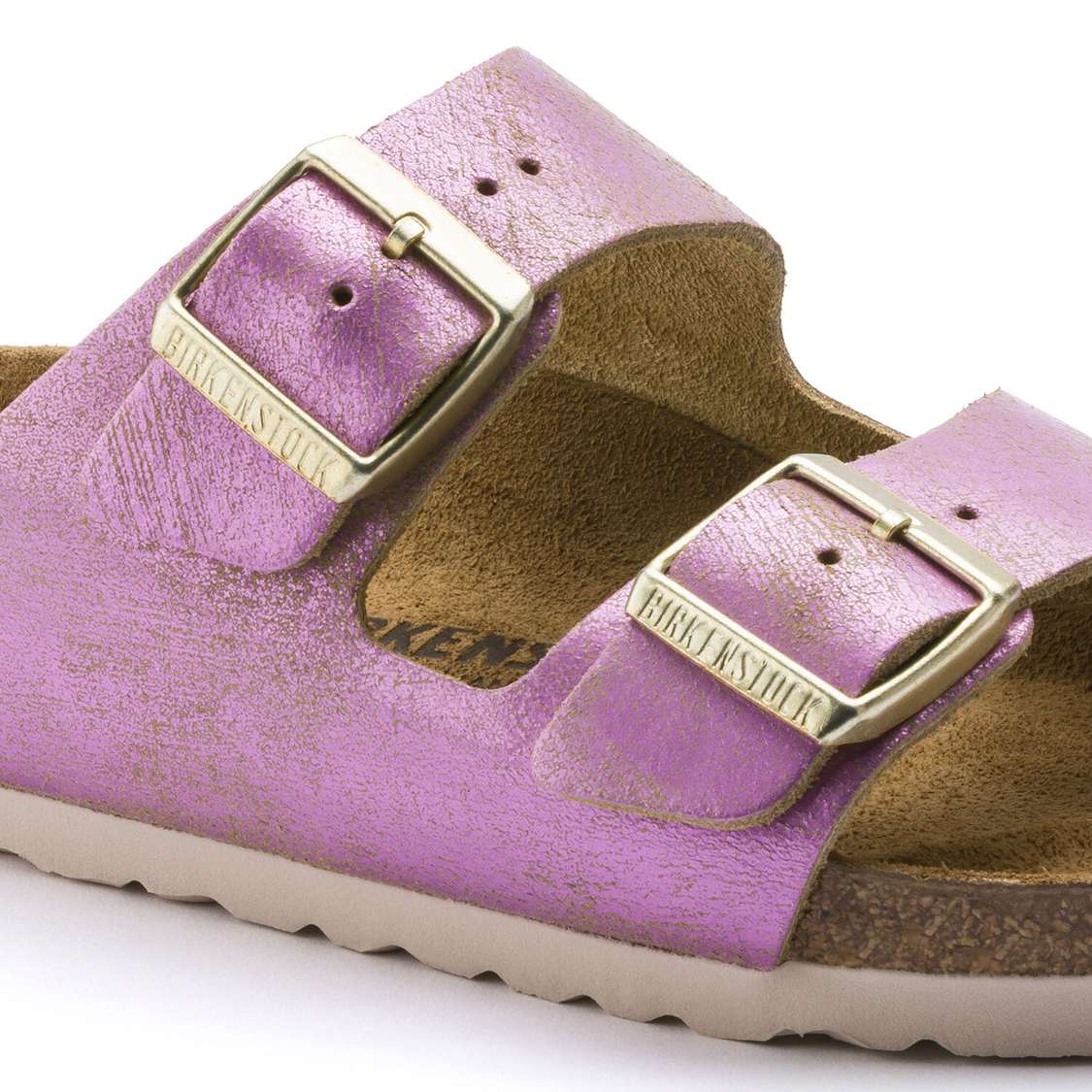 Wash Pink Birkenstock Arizona Leather Women's Two Strap Sandals | 5Jo1BsH4nCe