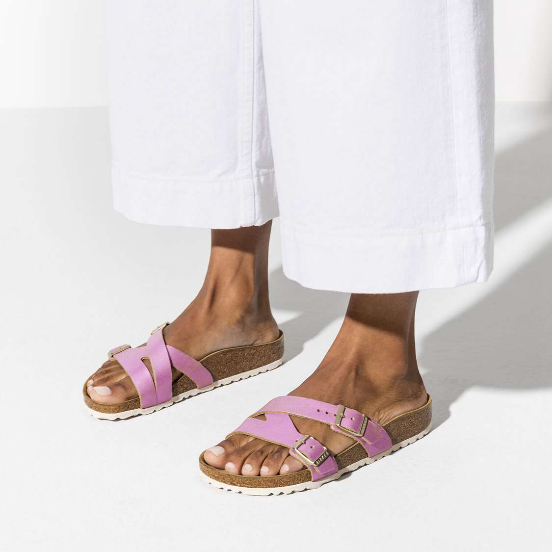 Wash Pink Birkenstock Yao Leather Women's Two Strap Sandals | evyLaZcDFvA