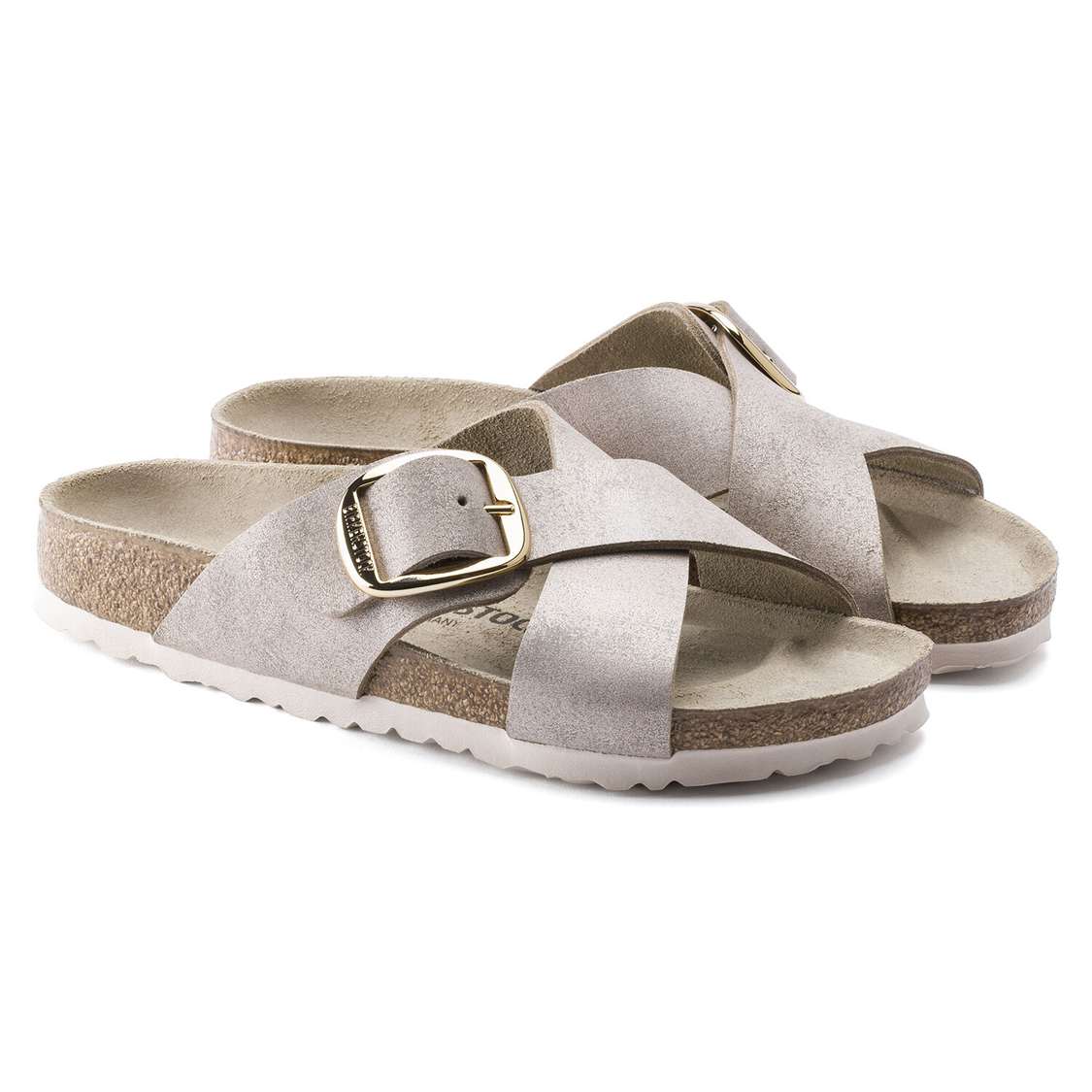 Wash Rose Gold Birkenstock Siena Big Buckle Suede Leather Women's Two Strap Sandals | ftinZdZgUru