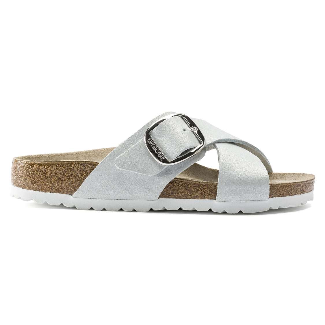 Wash White Birkenstock Siena Big Buckle Suede Leather Women's Two Strap Sandals | BJUdiw1V93s