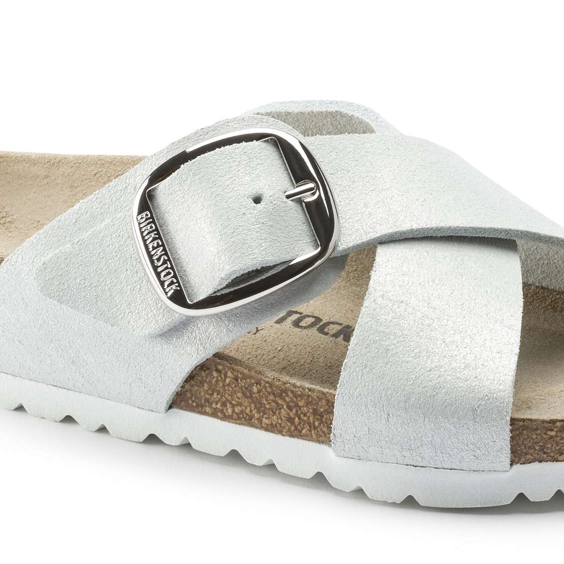 Wash White Birkenstock Siena Big Buckle Suede Leather Women's Two Strap Sandals | BJUdiw1V93s