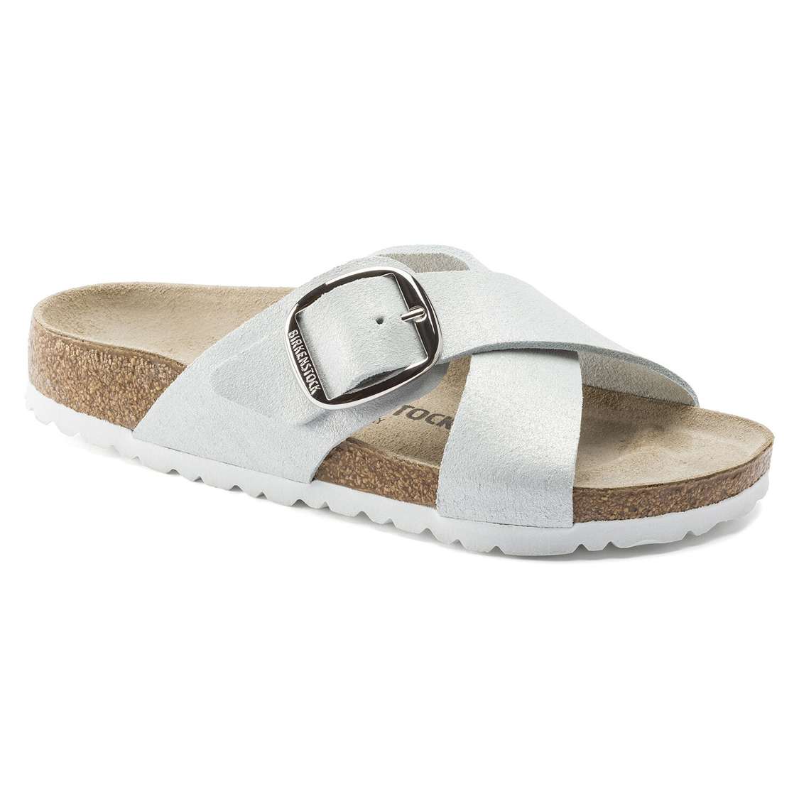 Wash White Birkenstock Siena Big Buckle Suede Leather Women\'s Two Strap Sandals | BJUdiw1V93s