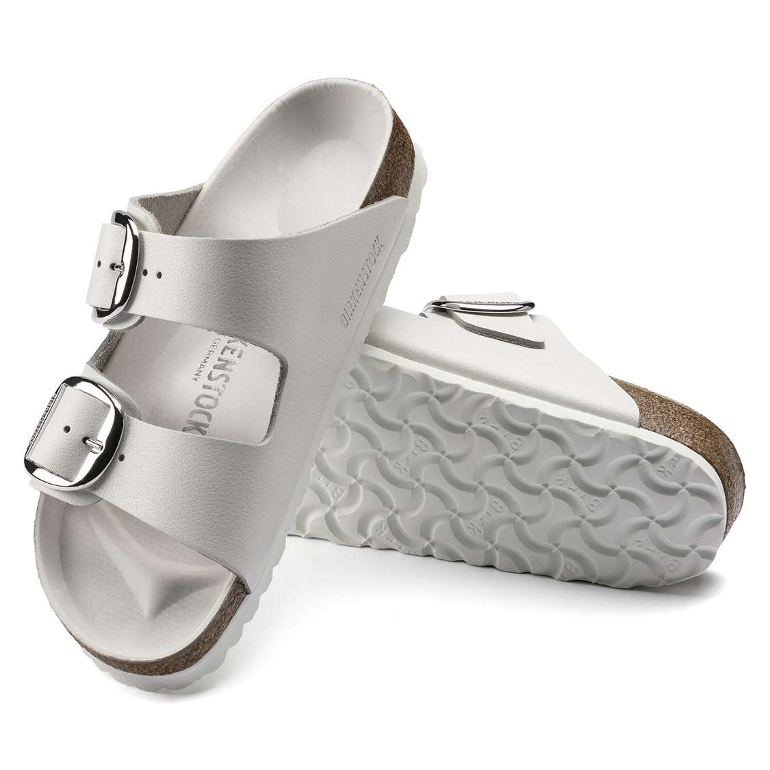 White Birkenstock Arizona Big Buckle Leather Women's Two Strap Sandals | 5G5xuJHTTnL