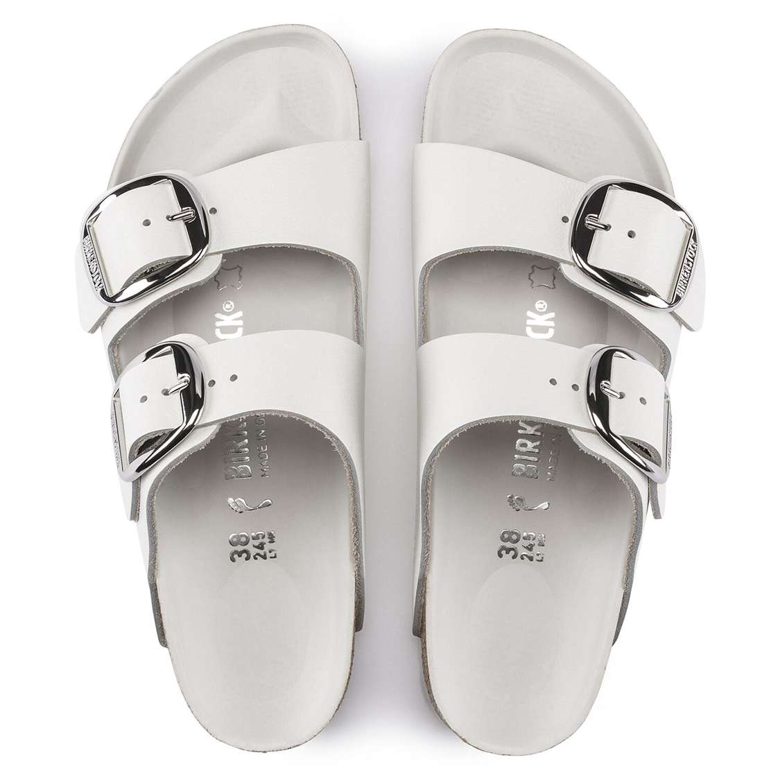 White Birkenstock Arizona Big Buckle Leather Women's Two Strap Sandals | 5G5xuJHTTnL