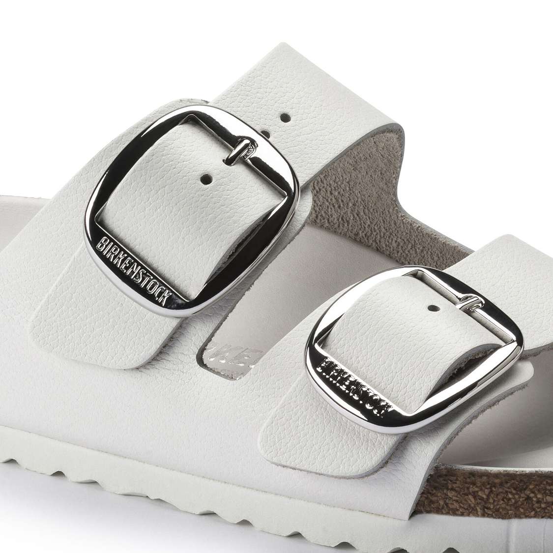 White Birkenstock Arizona Big Buckle Leather Women's Two Strap Sandals | 5G5xuJHTTnL