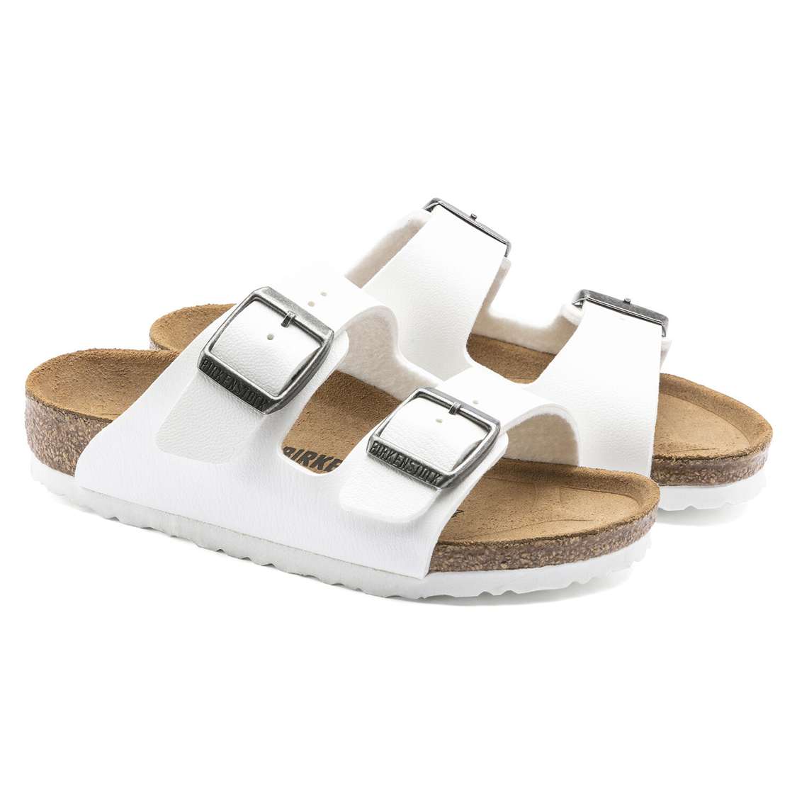 White Birkenstock Arizona Birko-Flor Kids' Boys Sandals | WEUfOtR8ndw