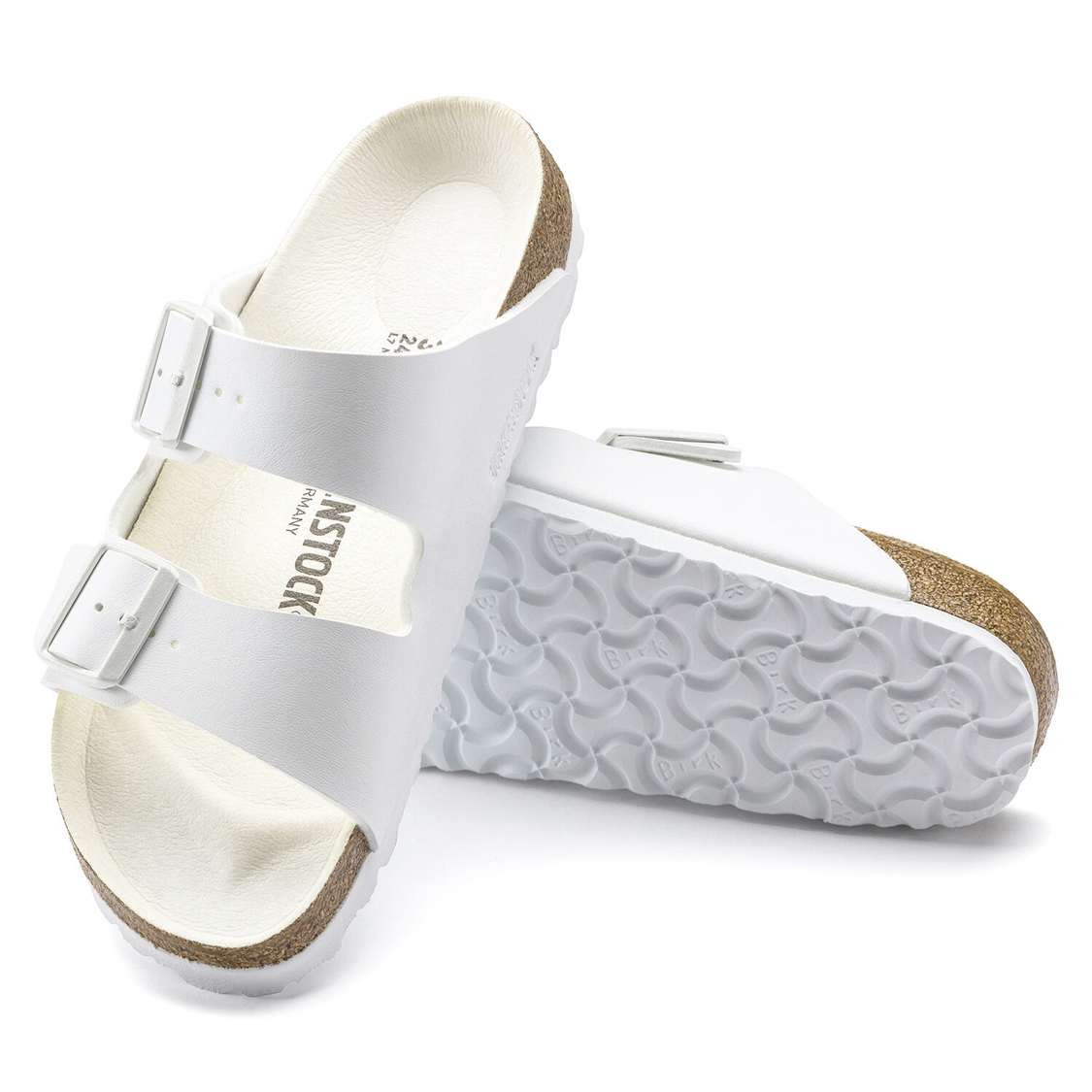 White Birkenstock Arizona Birko-Flor Men's Two Strap Sandals | 2JZUOsdSFRD