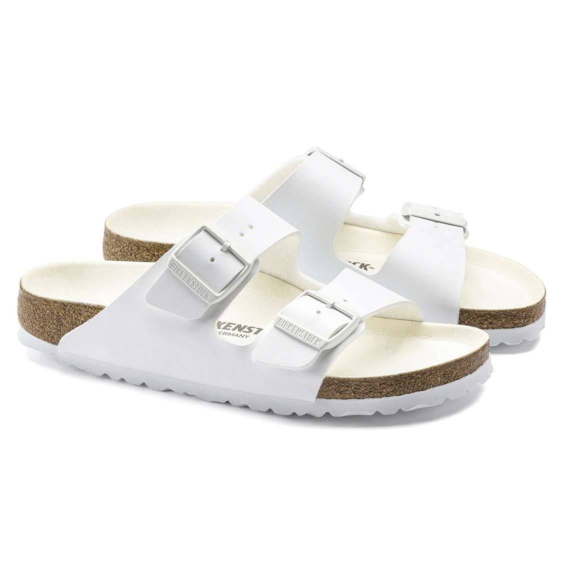 White Birkenstock Arizona Birko-Flor Men's Two Strap Sandals | 2JZUOsdSFRD