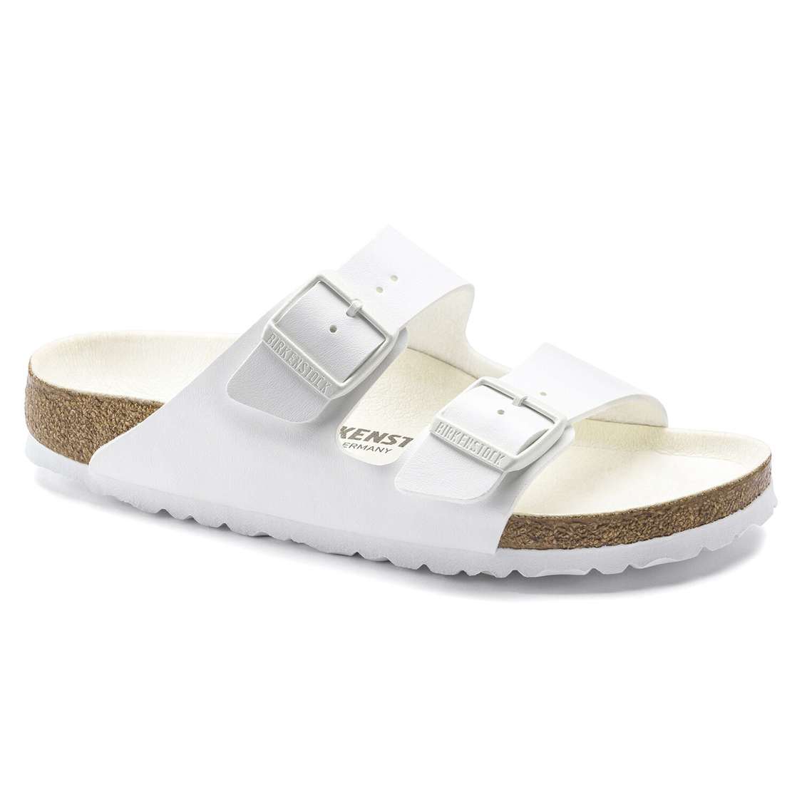 White Birkenstock Arizona Birko-Flor Men\'s Two Strap Sandals | 2JZUOsdSFRD