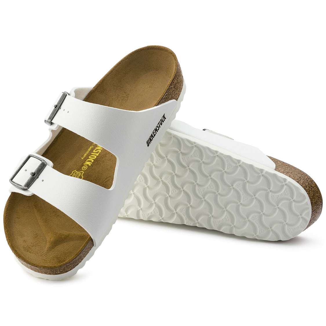 White Birkenstock Arizona Birko-Flor Men's Two Strap Sandals | D6d5DfoQkPn