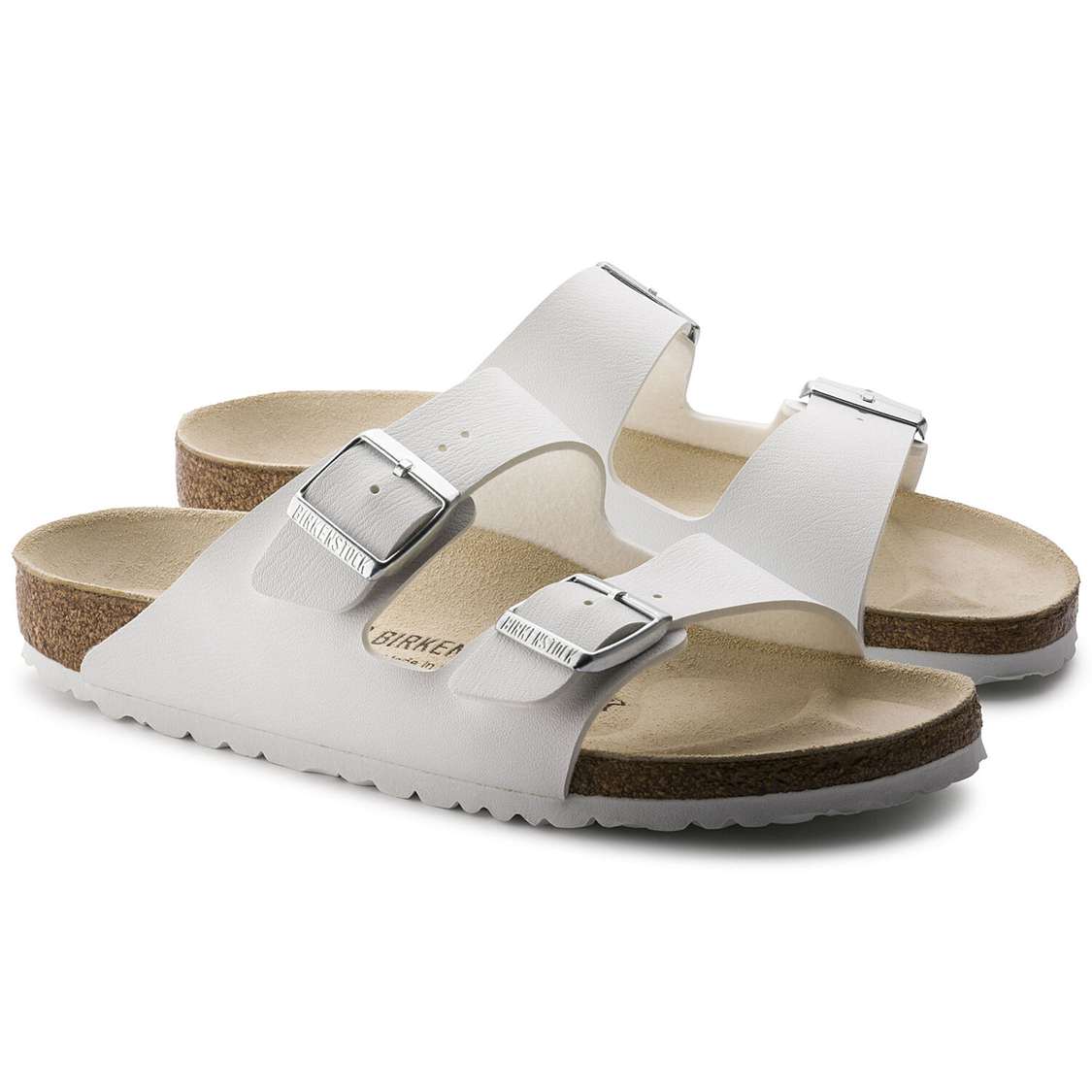 White Birkenstock Arizona Birko-Flor Men's Two Strap Sandals | E2s6oFQzQEQ