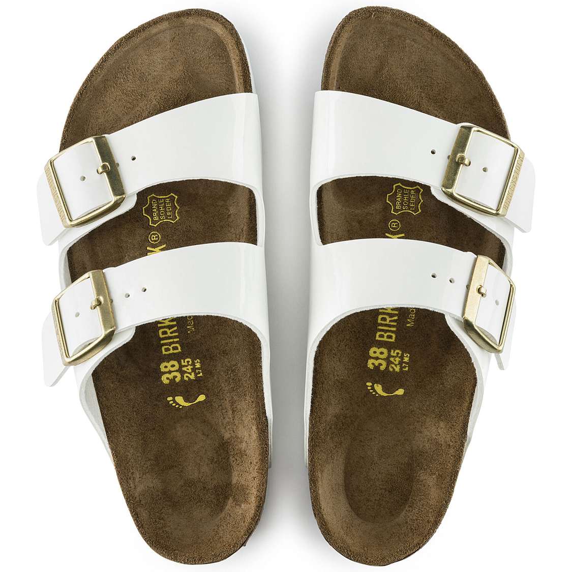 White Birkenstock Arizona Birko-Flor Patent Men's Two Strap Sandals | 4xqVBXaVCTH