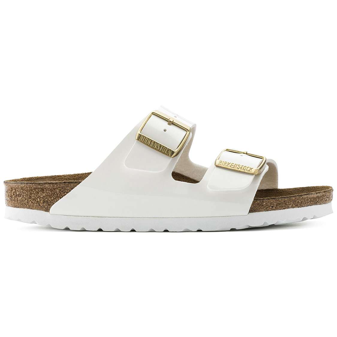 White Birkenstock Arizona Birko-Flor Patent Men's Two Strap Sandals | 4xqVBXaVCTH