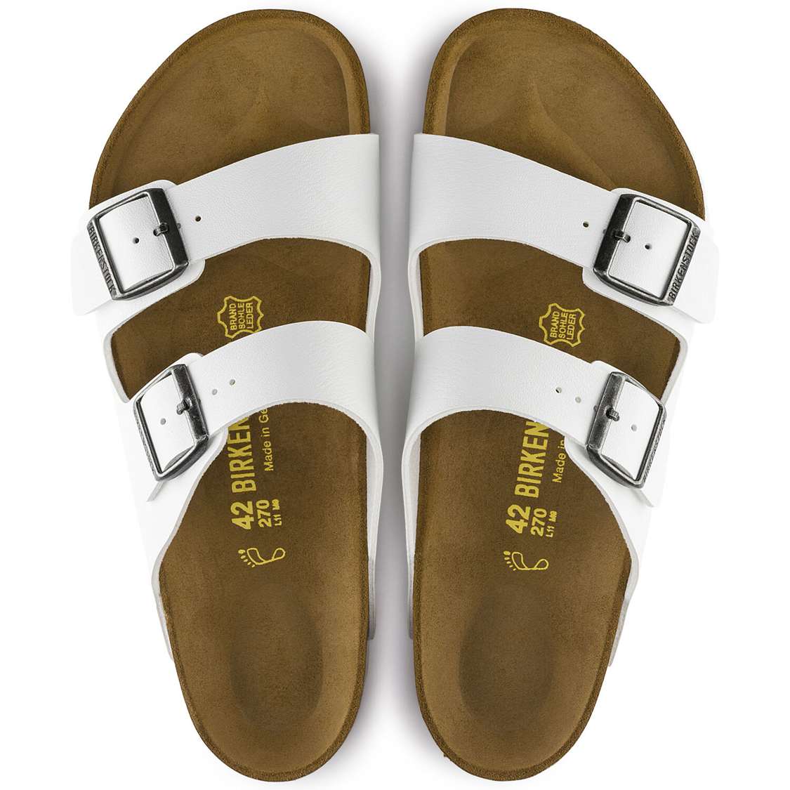 White Birkenstock Arizona Birko-Flor Women's Two Strap Sandals | UJXflC5BElg