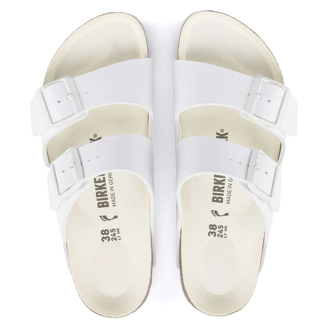 White Birkenstock Arizona Birko-Flor Women's Two Strap Sandals | XMygTZN78Lm