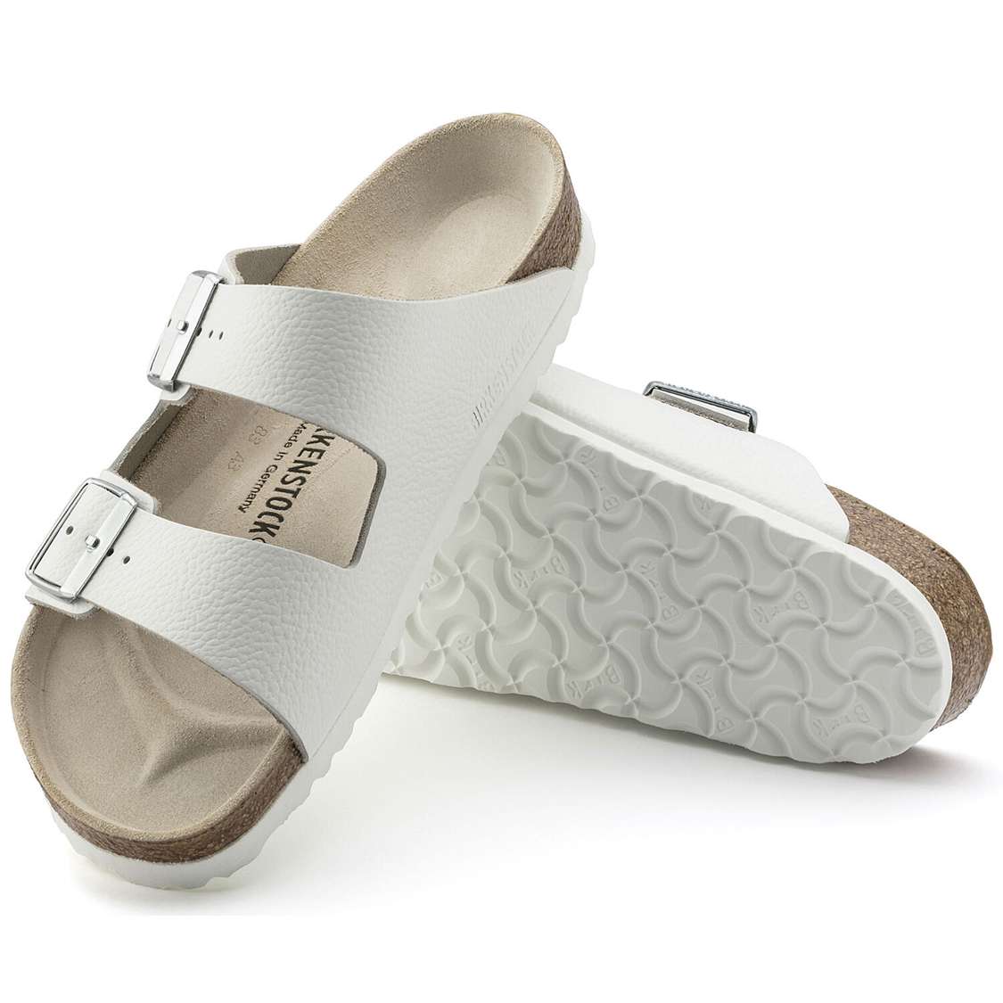 White Birkenstock Arizona Leather Women's Two Strap Sandals | JW7K7ArFQ8I