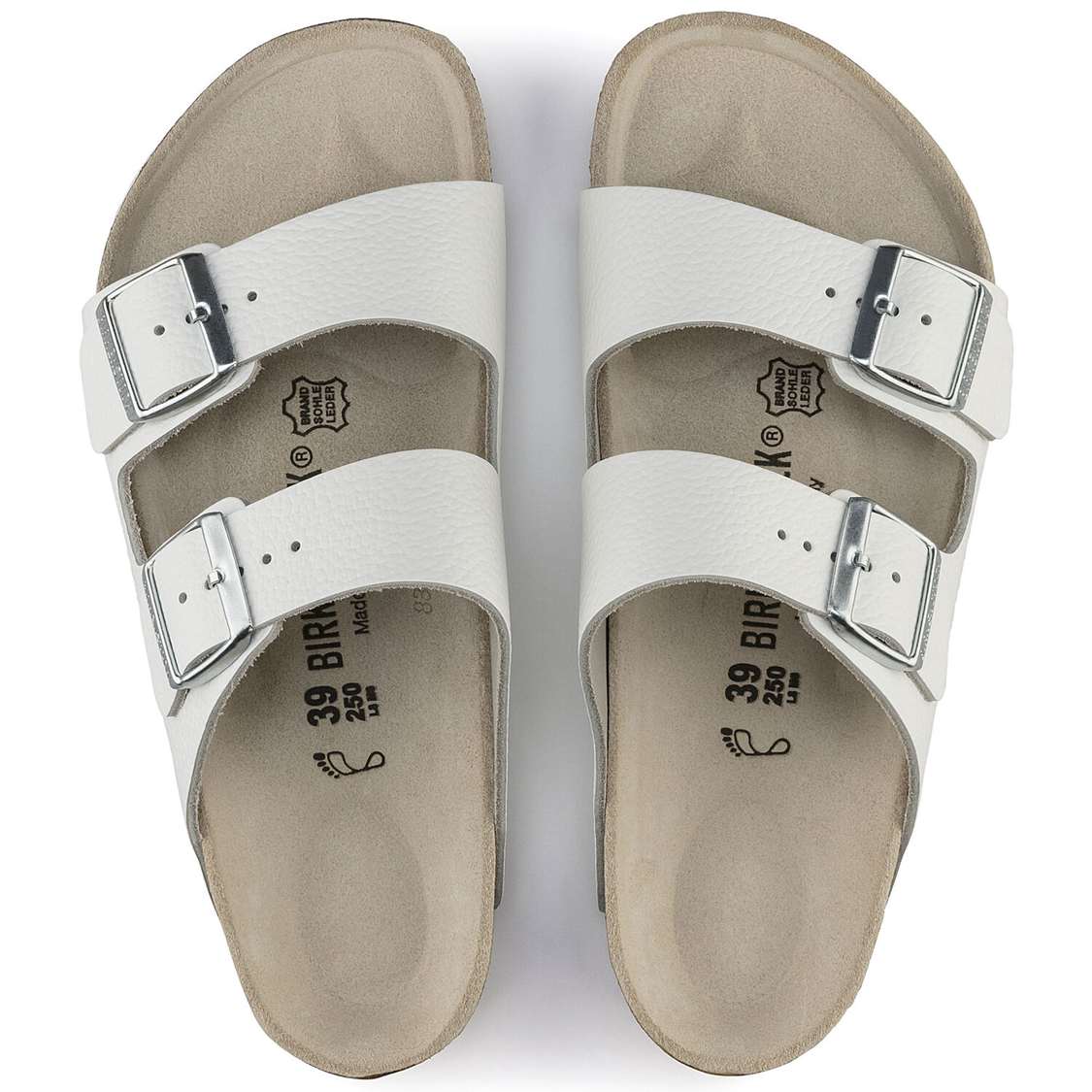 White Birkenstock Arizona Leather Women's Two Strap Sandals | JW7K7ArFQ8I