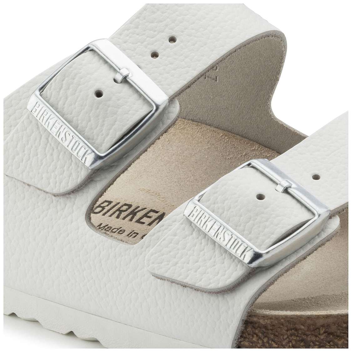 White Birkenstock Arizona Leather Women's Two Strap Sandals | JW7K7ArFQ8I