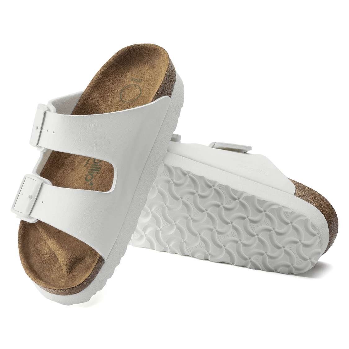 White Birkenstock Arizona Platform Vegan Birko-Flor Women's Two Strap Sandals | 9Wuap5cassN