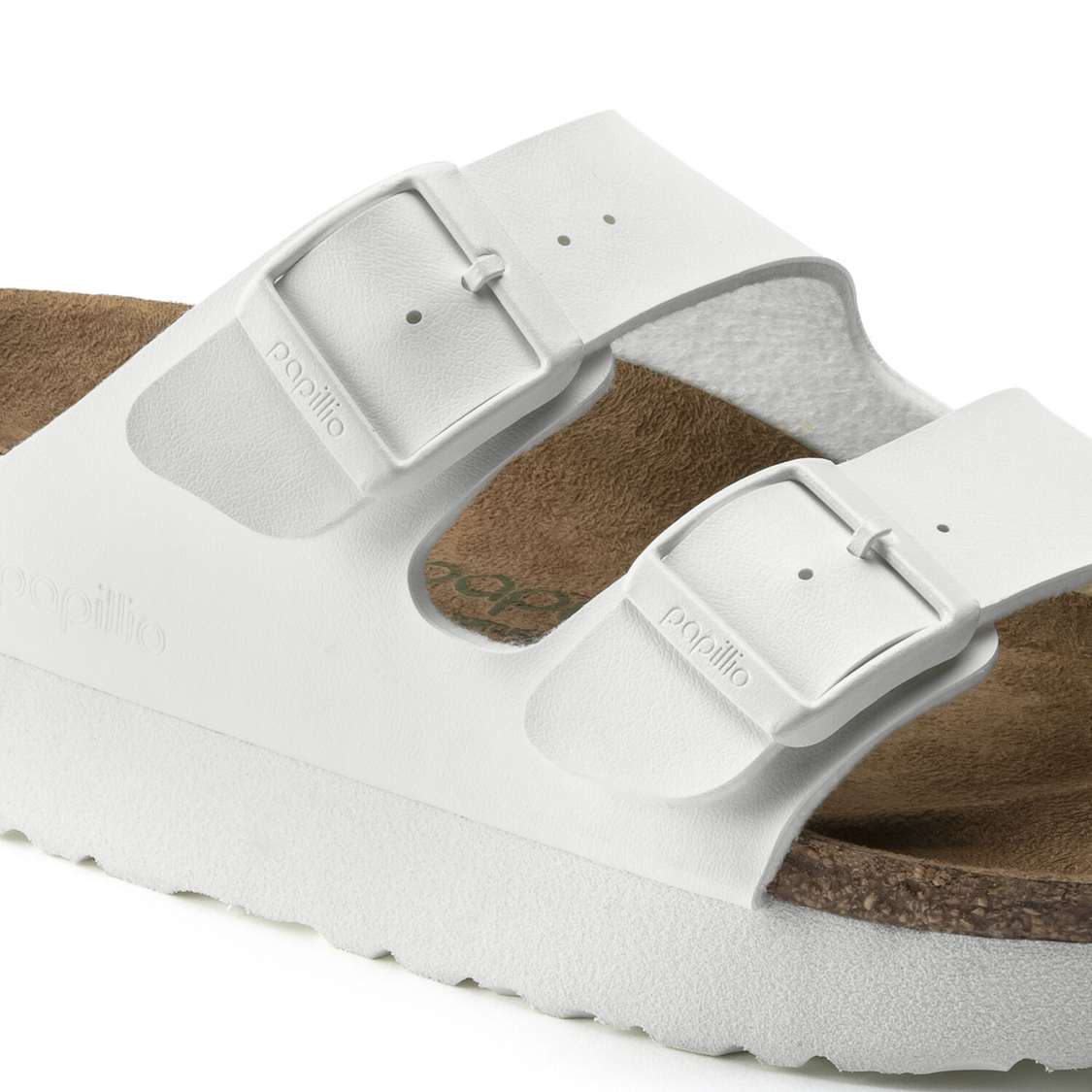 White Birkenstock Arizona Platform Vegan Birko-Flor Women's Two Strap Sandals | 9Wuap5cassN