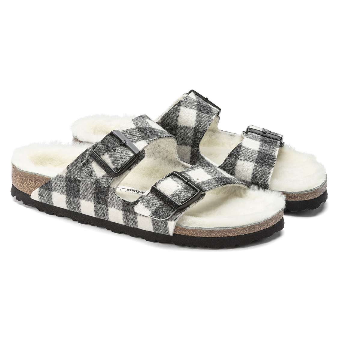 White Birkenstock Arizona Shearling Wool Women's Two Strap Sandals | 5QvugmlBx1p