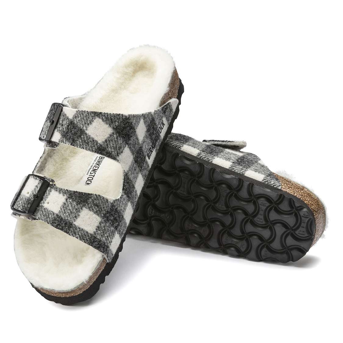 White Birkenstock Arizona Shearling Wool Men's Two Strap Sandals | 8qihmueDmzv