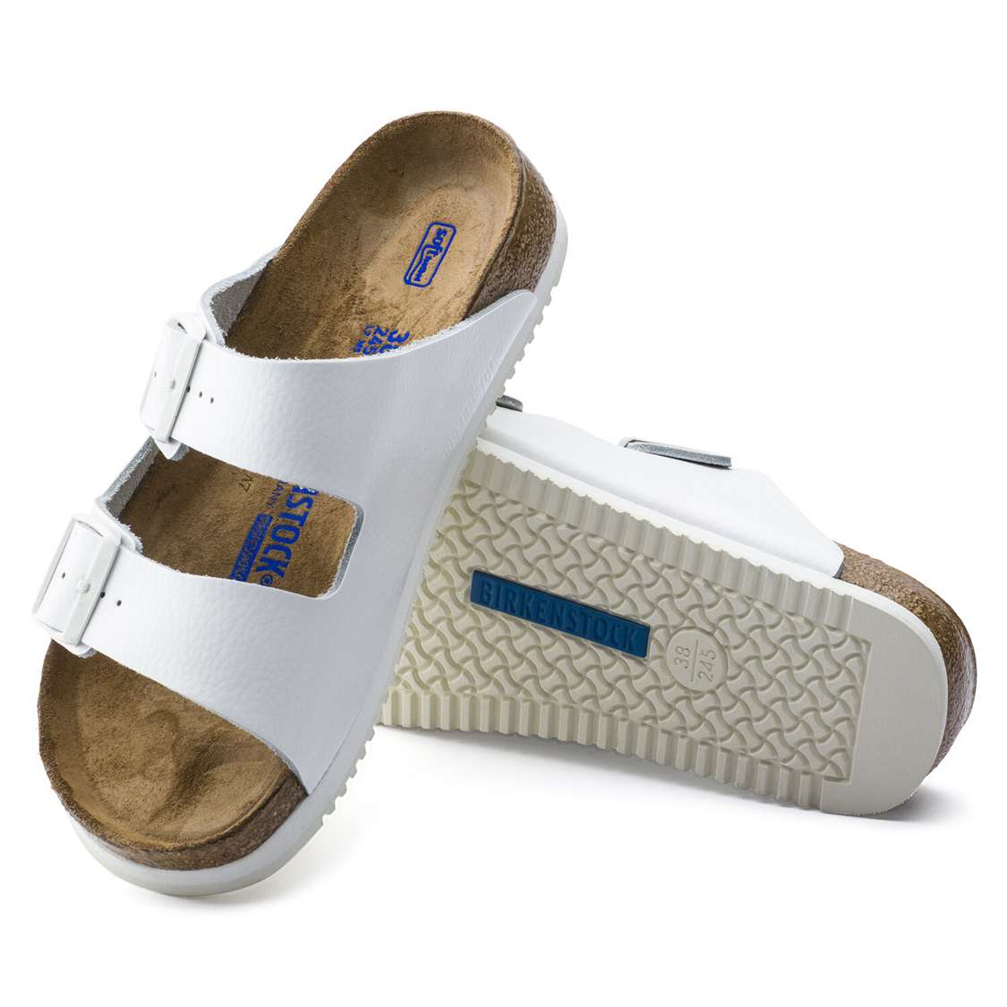 White Birkenstock Arizona Soft Footbed Leather Men's Two Strap Sandals | figPBrHyZMX