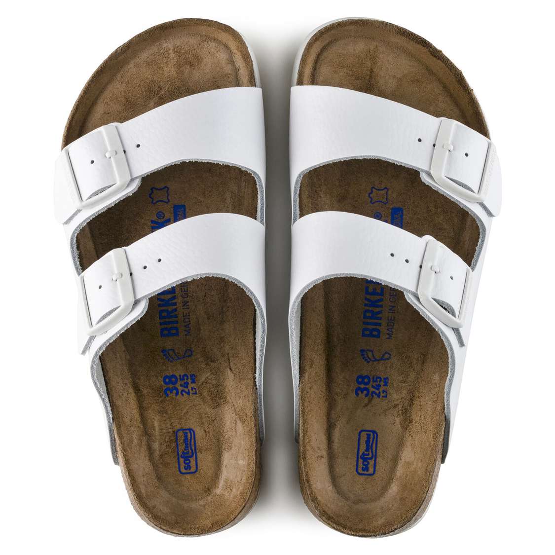 White Birkenstock Arizona Soft Footbed Leather Men's Two Strap Sandals | figPBrHyZMX