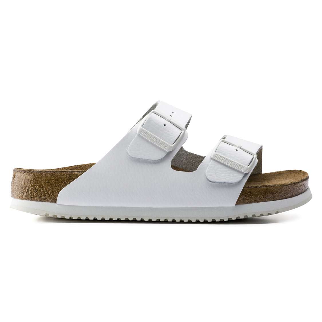 White Birkenstock Arizona Soft Footbed Leather Men's Two Strap Sandals | figPBrHyZMX