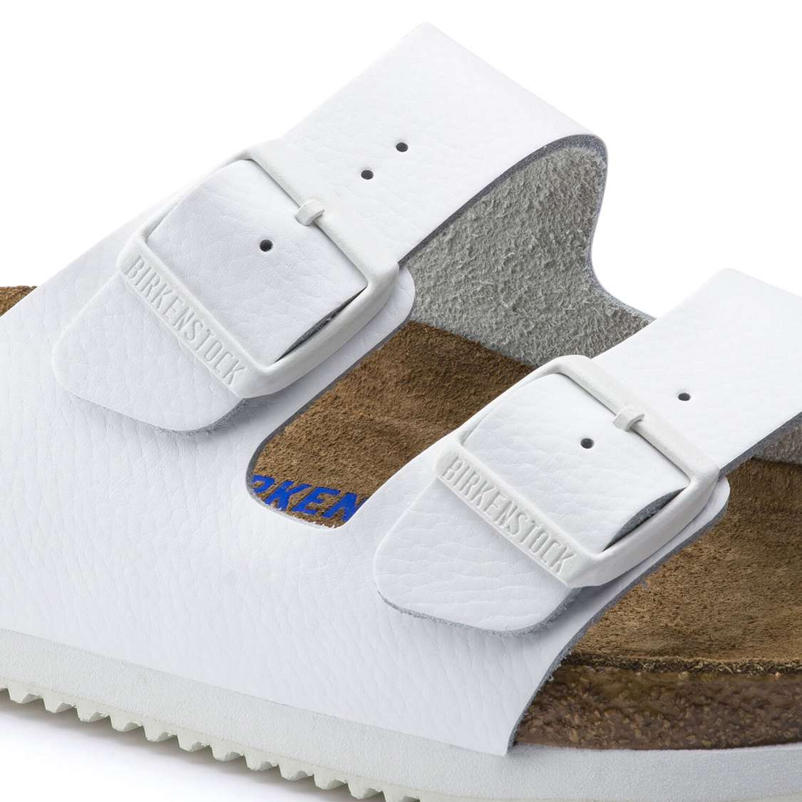 White Birkenstock Arizona Soft Footbed Leather Men's Two Strap Sandals | figPBrHyZMX