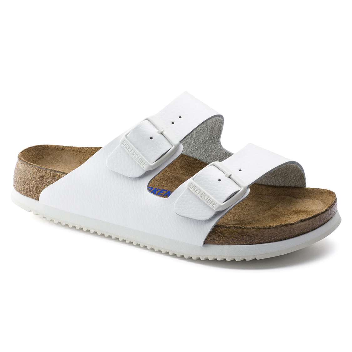 White Birkenstock Arizona Soft Footbed Leather Men\'s Two Strap Sandals | figPBrHyZMX