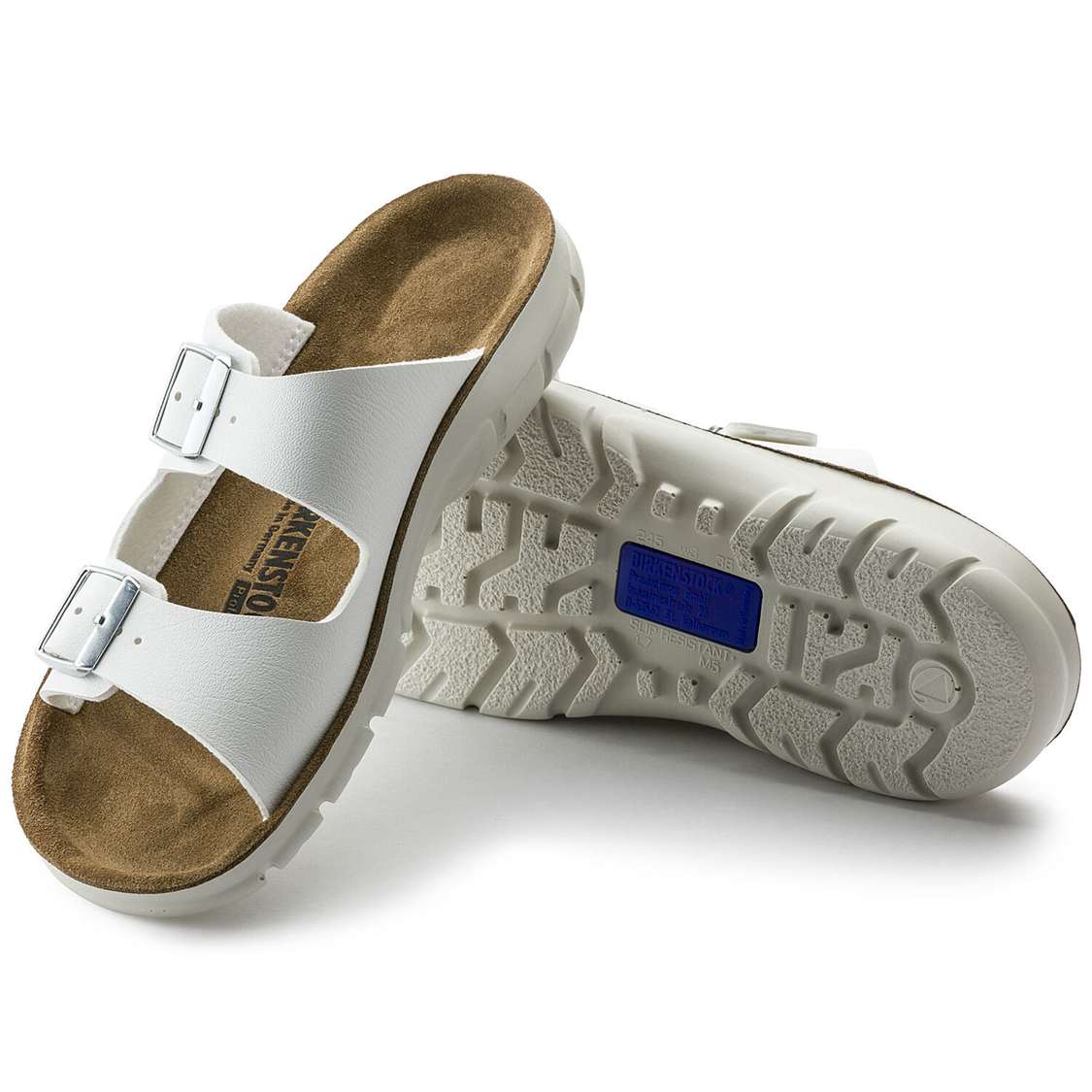 White Birkenstock Bilbao Birko-Flor Men's Two Strap Sandals | CgbKuZYCiQg