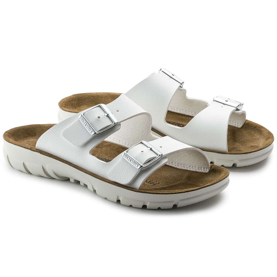 White Birkenstock Bilbao Birko-Flor Men's Two Strap Sandals | CgbKuZYCiQg