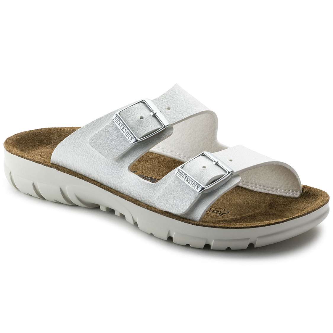 White Birkenstock Bilbao Birko-Flor Men\'s Two Strap Sandals | CgbKuZYCiQg