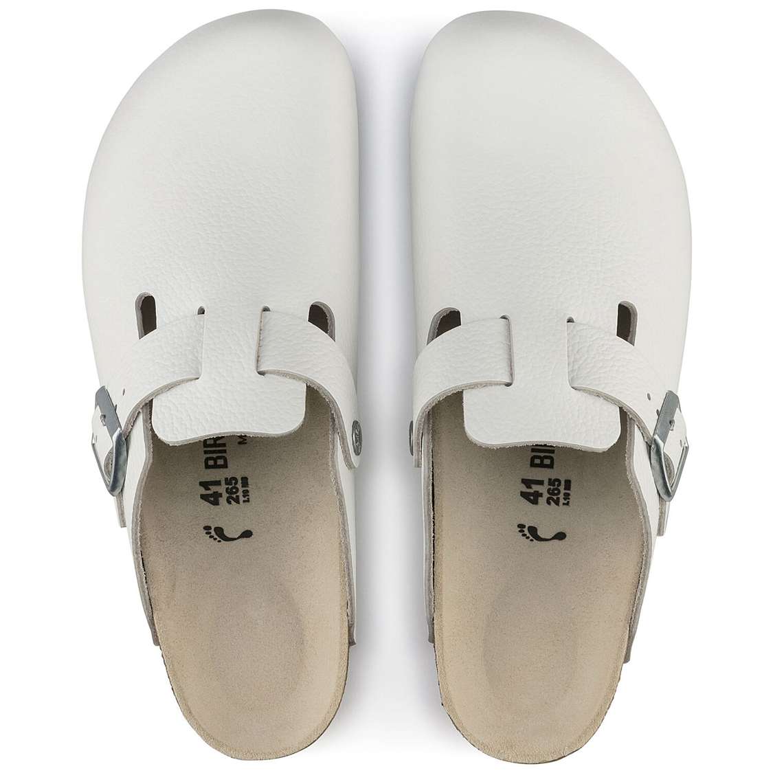 White Birkenstock Boston Leather Men's Clogs | 6jKAFMGluMT