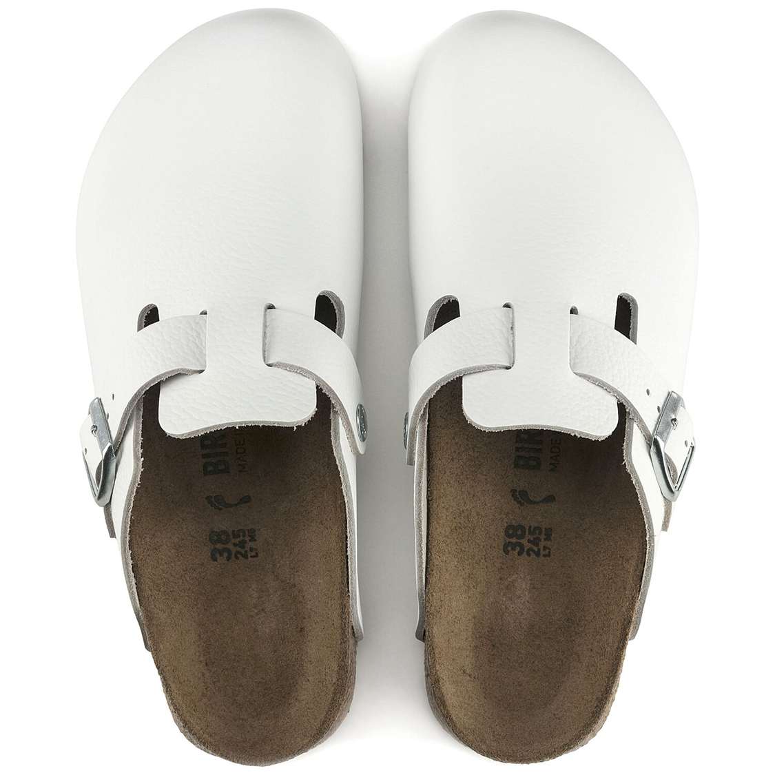 White Birkenstock Boston Super Grip Leather Men's Clogs | 2YZ6qcqrZAL