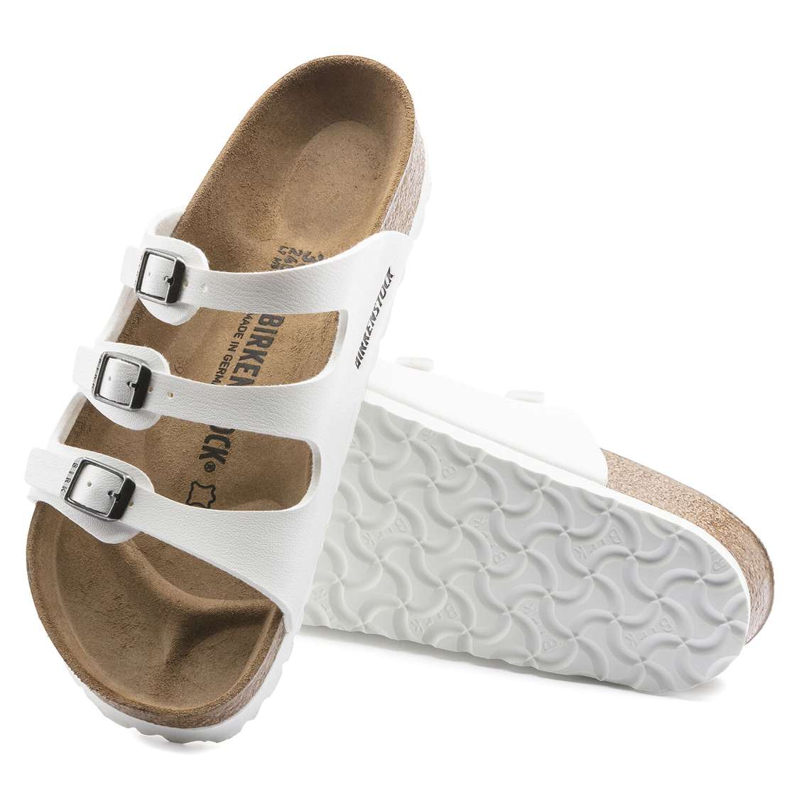 White Birkenstock Florida Birko-Flor Women's Multi Strap Sandals | ivfh17S7YHX