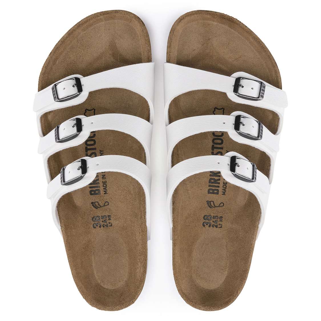 White Birkenstock Florida Birko-Flor Women's Multi Strap Sandals | ivfh17S7YHX