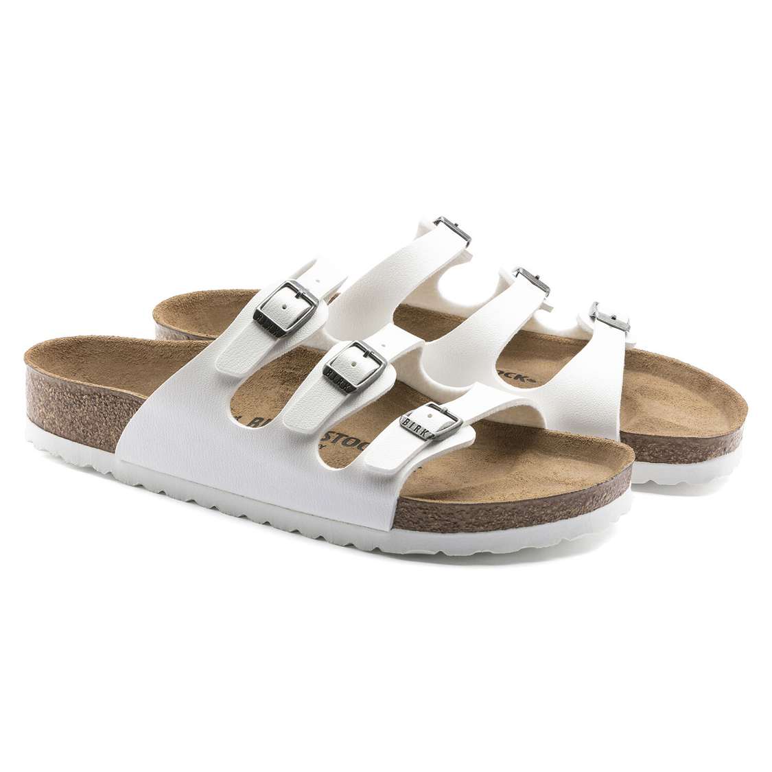 White Birkenstock Florida Birko-Flor Women's Multi Strap Sandals | ivfh17S7YHX