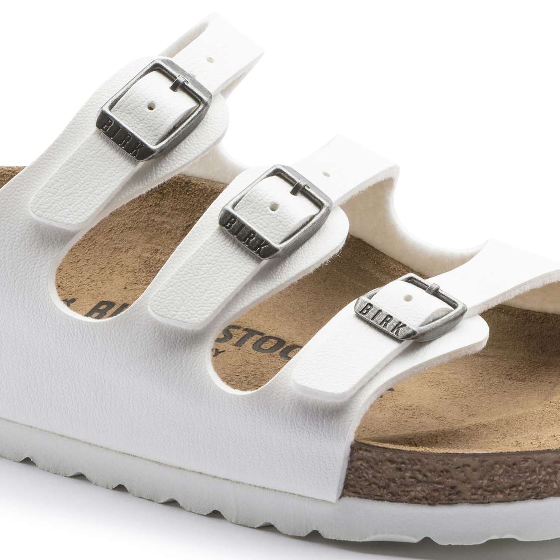 White Birkenstock Florida Birko-Flor Women's Multi Strap Sandals | ivfh17S7YHX