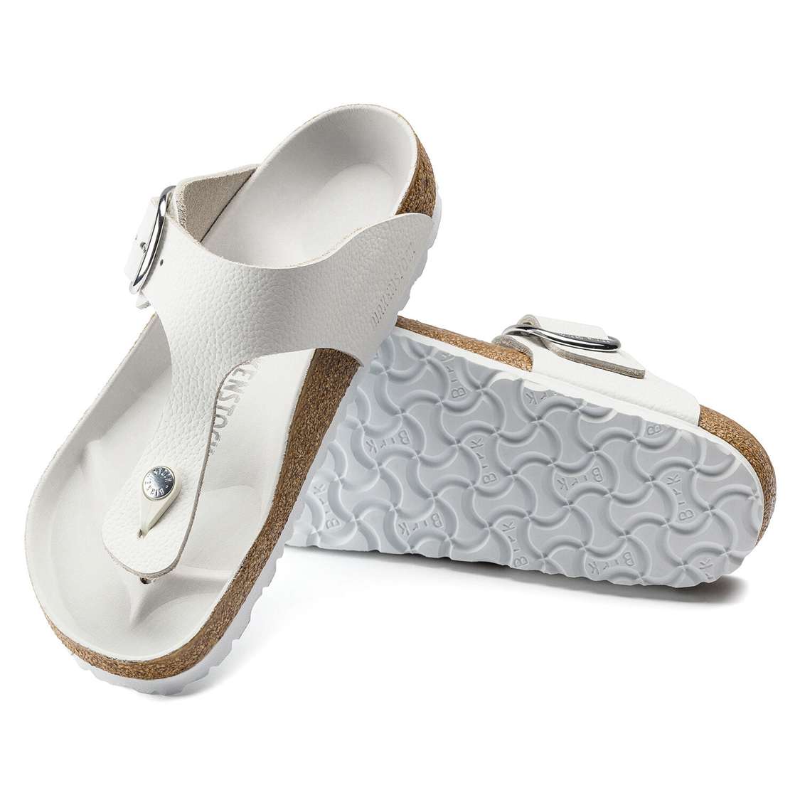 White Birkenstock Gizeh Big Buckle Leather Women's One Strap Sandals | qmZCYafYkpJ