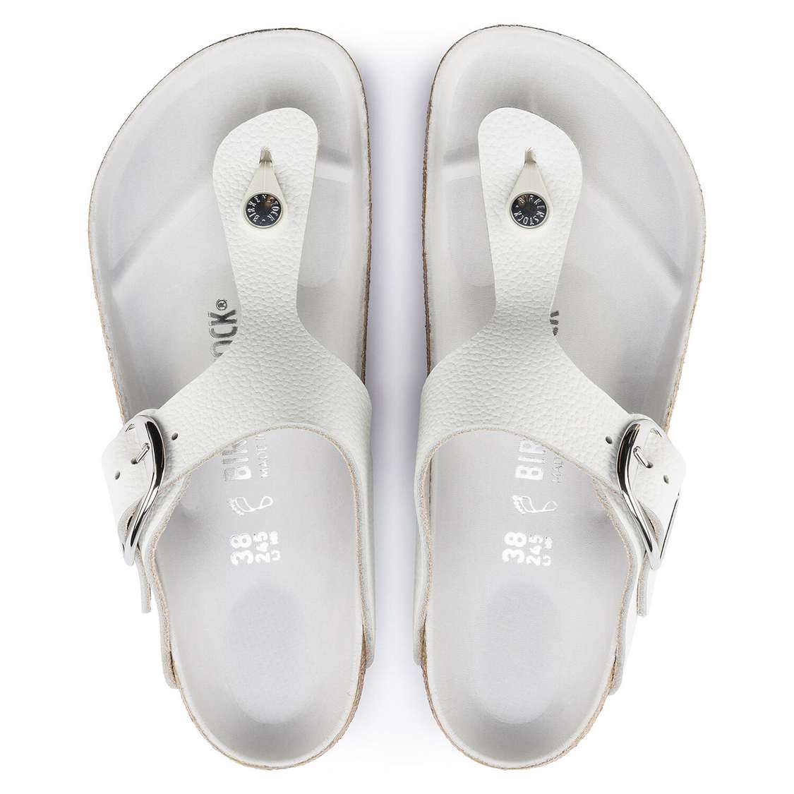 White Birkenstock Gizeh Big Buckle Leather Women's One Strap Sandals | qmZCYafYkpJ