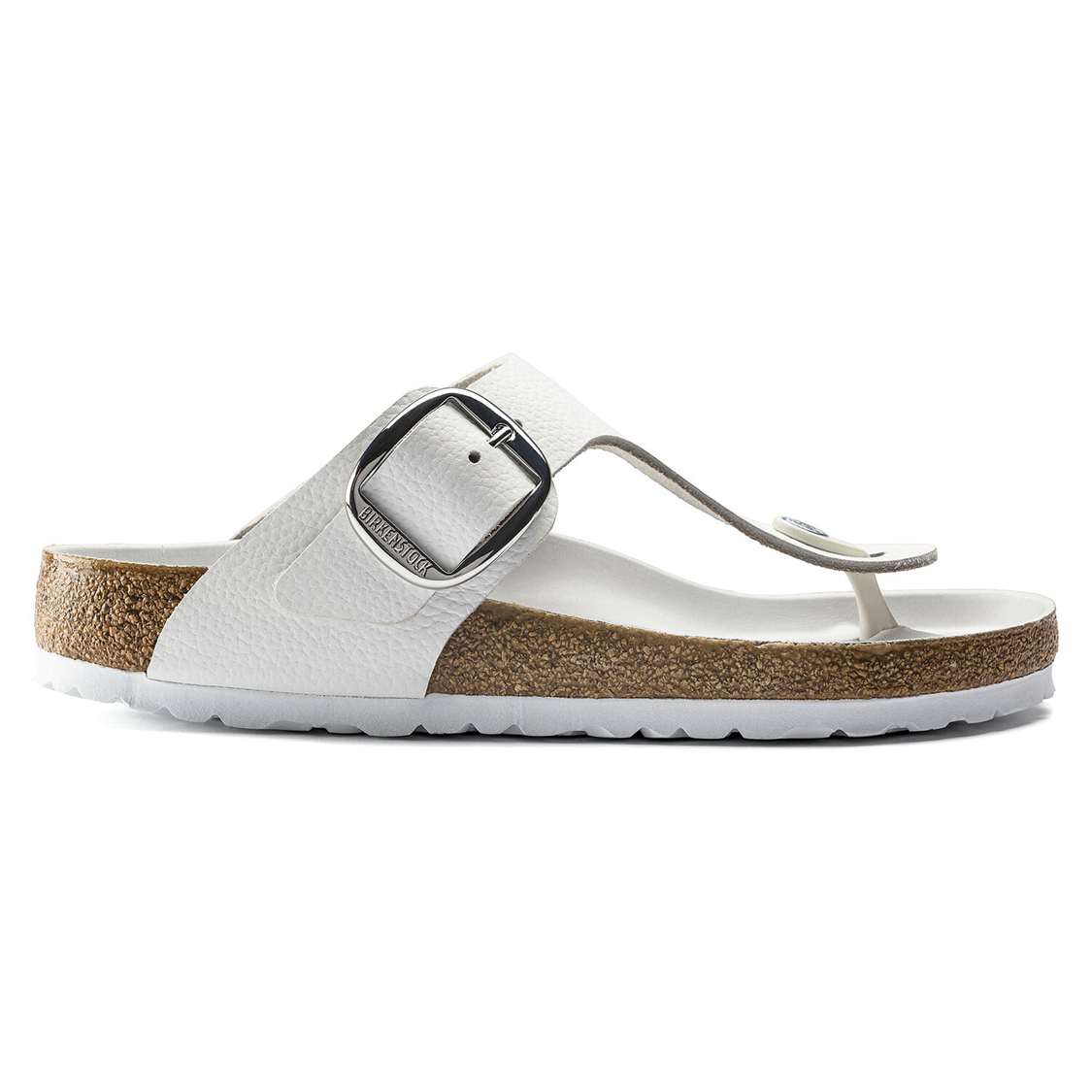 White Birkenstock Gizeh Big Buckle Leather Women's One Strap Sandals | qmZCYafYkpJ