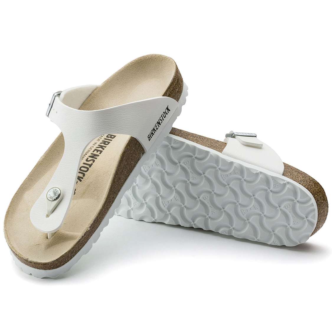 White Birkenstock Gizeh Birko-Flor Men's One Strap Sandals | XNALUpTtXD6