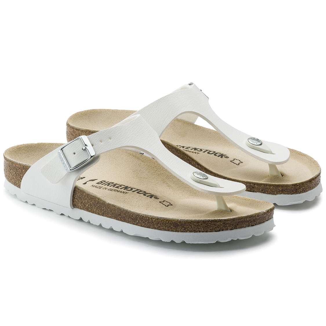 White Birkenstock Gizeh Birko-Flor Men's One Strap Sandals | XNALUpTtXD6