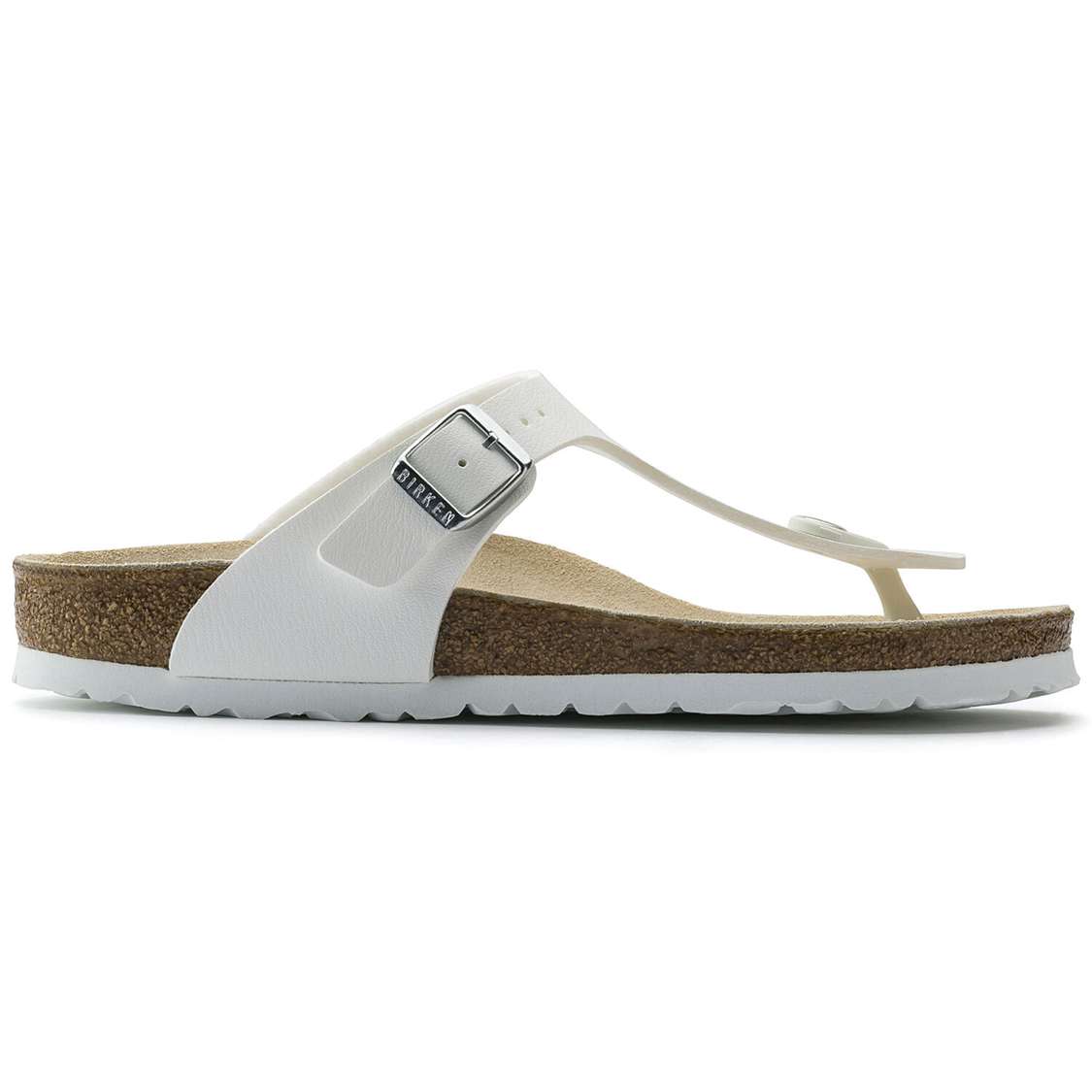 White Birkenstock Gizeh Birko-Flor Men's One Strap Sandals | XNALUpTtXD6